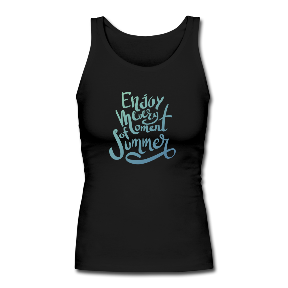 Women's Longer Length Fitted Tank - black